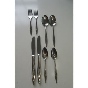 Oneidacraft Deluxe Lasting Rose Stainless Steel 4 Piece Serving Set For Two